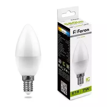 Светодиодная лампа FERON LB-97 Свеча E14 7W 4000K 25476