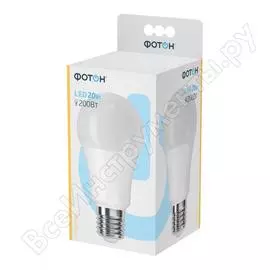 Светодиодная лампа фотон led a80 20w e27 3000k 22630