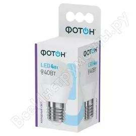 Светодиодная лампа фотон led p45 4w e27 6500k 23402