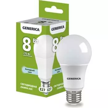 Светодиодная лампа GENERICA LL-A60-08-230-65-E27-G