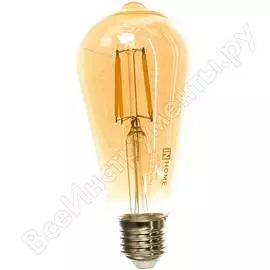 Светодиодная лампа in home led-st64-deco 7вт 230в е27 3000к 630лм золотистая 4690612008097