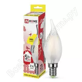 Светодиодная лампа in home led-свеча на ветру-deco 5вт 230в 4690612006796