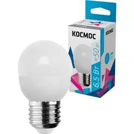 Светодиодная лампа КОСМОС LED Экономик GL45 6.5Вт 220В E27 4500К LkecLED6.5wGL45E2745