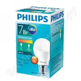 Светодиодная лампа philips ess ledbulb 7вт-75вт грушевидная e27 3000к 230в a60 rca 1224540