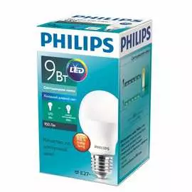Светодиодная лампа philips ess ledbulb 9вт-100вт грушевидная e27 6500к 230в a60 rca 1224543