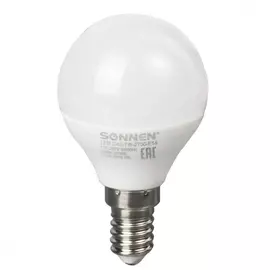 Светодиодная лампа sonnen 7 вт, цоколь е14, шар, теплый белый свет, led g45-7w-2700-e14, 453705