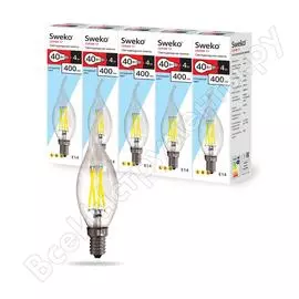 Светодиодная лампа sweko 5 шт 17led-c35-4w-230-4000k-e14-tcl
