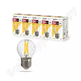 Светодиодная лампа sweko 5 шт 17led-g45-4w-230-3000k-e27-cl
