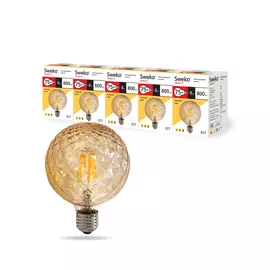 Светодиодная лампа sweko 5 шт 17led-g95-8w-230-3000k-e27-crg