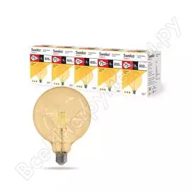 Светодиодная лампа sweko 5 шт 17led-g95-8w-230-3000k-e27-g