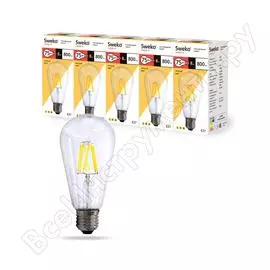 Светодиодная лампа sweko 5 шт 17led-st64-8w-230-3000k-e27-cl