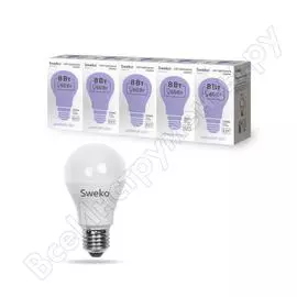 Светодиодная лампа sweko 5 шт 42led-a55-8w-230-6500k-e27