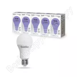 Светодиодная лампа sweko 5 шт 42led-a60-15w-230-6500k-e27