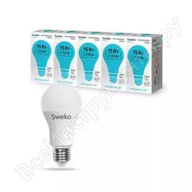 Светодиодная лампа sweko 5 шт 42led-a60-15w-230-4000k-e27