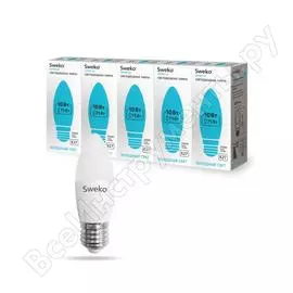 Светодиодная лампа sweko 5 шт 42led-c35-10w-230-4000k-e27