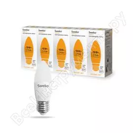 Светодиодная лампа sweko 5 шт 42led-c35-10w-230-3000k-e27