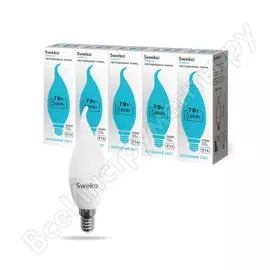 Светодиодная лампа sweko 5 шт 42led-c35-7w-230-4000k-e14-t