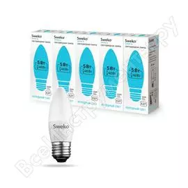 Светодиодная лампа sweko 5 шт 42led-c35-5w-230-4000k-e27