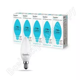 Светодиодная лампа sweko 5 шт 42led-c35-7w-230-4000k-e14