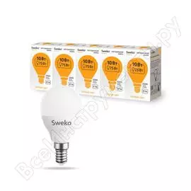 Светодиодная лампа sweko 5 шт 42led-g45-10w-230-3000k-e14