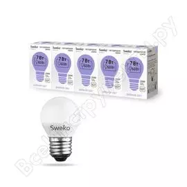 Светодиодная лампа sweko 5 шт 42led-g45-7w-230-6500k-e27