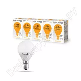 Светодиодная лампа sweko 5 шт 42led-g45-7w-230-3000k-e14