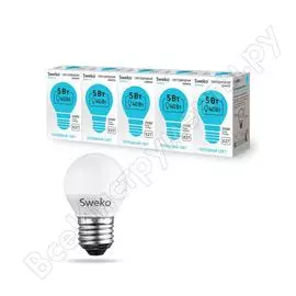 Светодиодная лампа sweko 5 шт 42led-g45-5w-230-4000k-e27