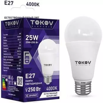 Светодиодная лампа TOKOV ELECTRIC TKE-A60-E27-25-4K