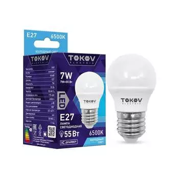 Светодиодная лампа TOKOV ELECTRIC TKE-G45-E27-7-6,5K