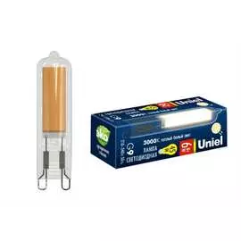Светодиодная лампа uniel, прозрачная led-jcd-6w/3000k/g9/cl glz08tr ul-00005057