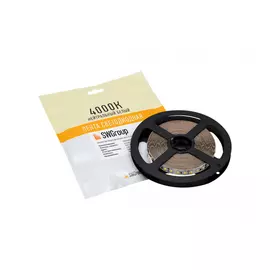 Светодиодная лента swg, 12вт/м, smd2835, 120 диодов на метр, открытая, ip20, 12в, нейтральный белый 00-00002314