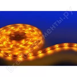 Светодиодная лента uniel, uls-3528-60led/m-8mm-ip65-dc24v-4.8w/m-5m-yellow 4863