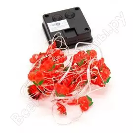 Светодиодная уличная гирлянда чудесный сад grg-c550 вишенки, на солнечной батарее, 50 led, 3000k, 5 метров 4606400206989