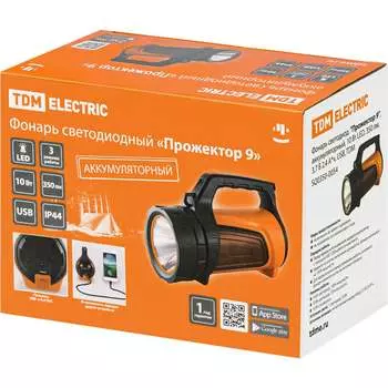 Светодиодный аккумуляторный фонарь TDM ELECTRIC Прожектор 9 SQ0350-0054