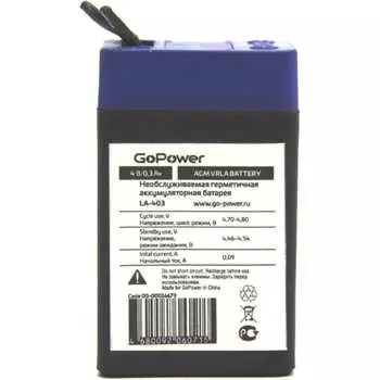 Свинцово-кислотный аккумулятор GoPower LA-403 00-00016673