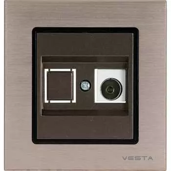 Телефонная двойная розетка Vesta Electric Exclusive Champagne Metallic FRZ00041014BSH
