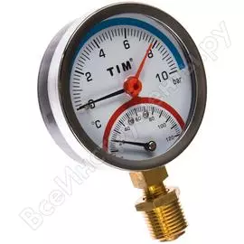 Термоманометр радиальный 10 бар, 0-120°c, 1/2" tim ис.161751