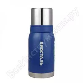 Термос biostal охота 0.75 литра, 2 чашки, синий nba-750b