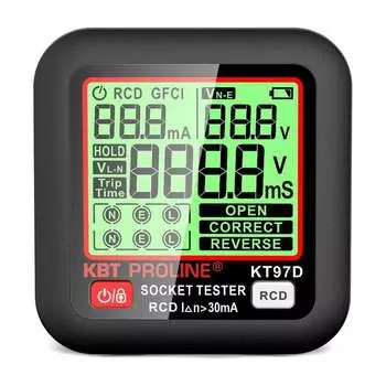 Тестер розеток и УЗО КВТ КТ 97D серия PROLINE 91921