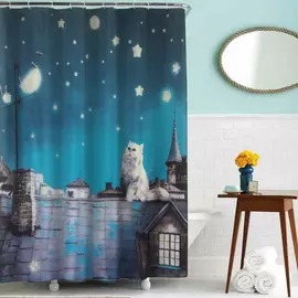 Тканевая шторка для ванны Melodia della vita MZ-42 Кот на крыше 20812