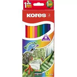 Трехгранные акварельные цветные карандаши Kores 93812 312700