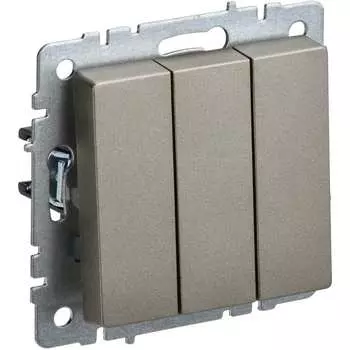 Трехклавишный выключатель IEK Brite вс10-3-0-брш BR-V30-0-10-K37