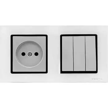 Трехклавишный выключатель + розетка Vesta Electric Комплект-2 FRM050212SER