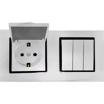 Трехклавишный выключатель + розетка Vesta Electric Комплект-2 FRM050209SER