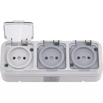 Трехместная розетка BYLECTRICA серия ПРАЛЕСКА АКВА РА16-0131(02)