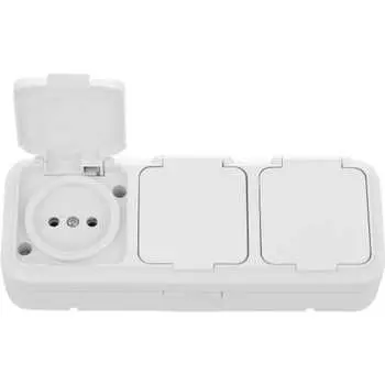 Трехместная розетка BYLECTRICA серия ПРАЛЕСКА АКВА РА16-0131