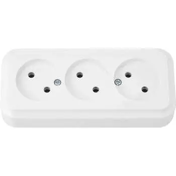 Трехместная розетка BYLECTRICA серия ПРАЛЕСКА РА16-741
