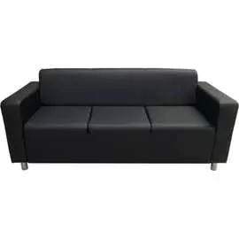 Трехместный диван Мягкий Офис черный АРТЛЮ301ЧН