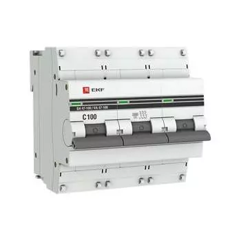 Трехполюсный автомат EKF PROxima 100А С ВА 47-100 10кА mcb47100-3-100C-pro