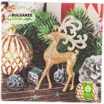 Трехслойные салфетки Bulgaree Green БГ Олень с игрушками МДК-90005901